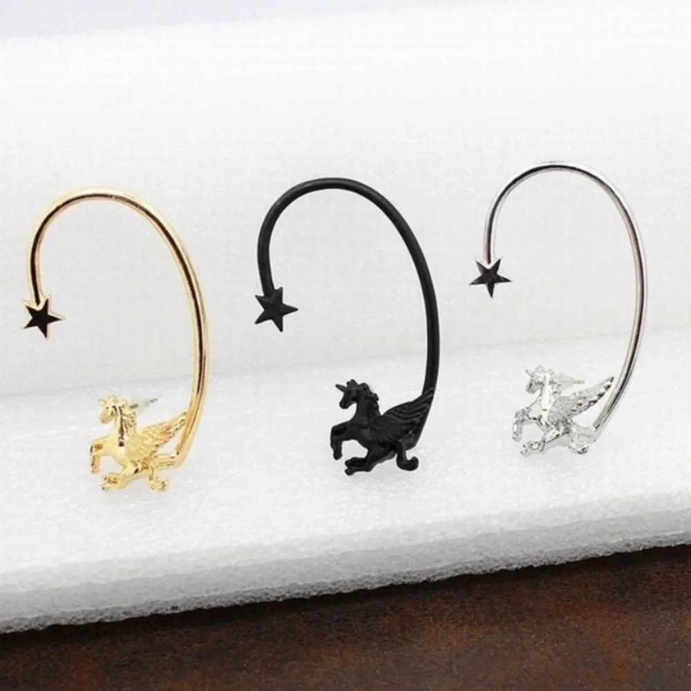 Unicorn Pegasus Silver Pierced Earring wEar-Cuff Shooting Star Festival